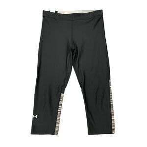 Under Armour Cropped Leggings Womens M Medium Black Fitted HeatGear Gym Workout